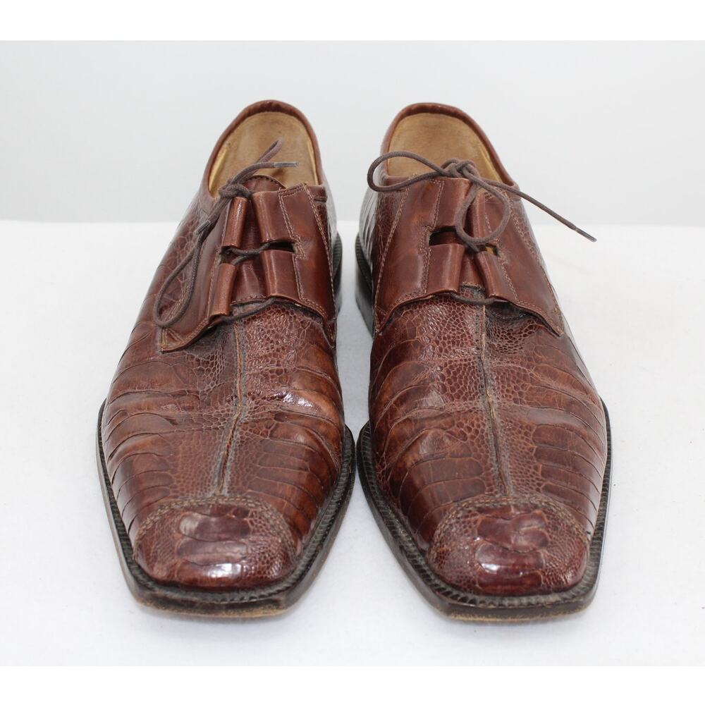 Belvedere Florence 10729 Brown Ostrich Leg Dress Shoes Men’s 10.5M Exotic Italy